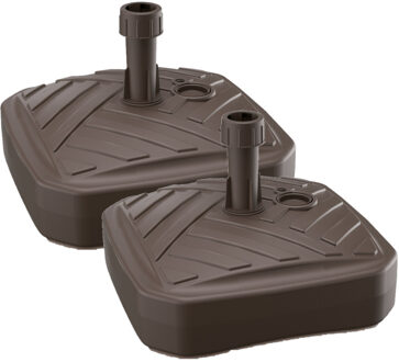 Prosperplast Parasolvoet - 2x - vierkant - rotan look - bruin - 12 l - 39 cm