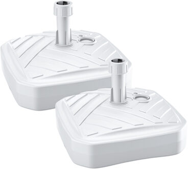 Prosperplast Parasolvoet - 2x - vierkant - rotan look - wit - 12 l - 39 cm