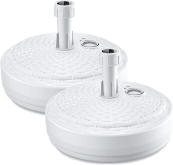 Prosperplast Parasolvoet rond - 2x - rotan - wit - 10L - D39 cm - kunststof