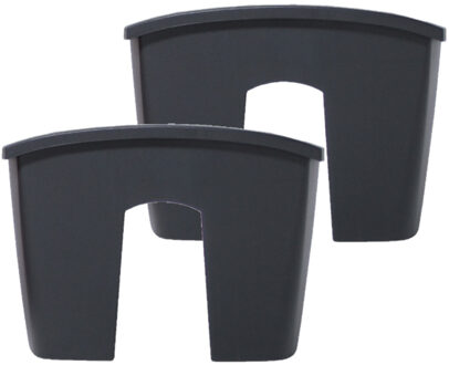Prosperplast Plantenbak - 2x stuks - railing - kunststof - 58 cm - antraciet