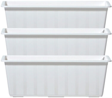 Prosperplast Plantenbak/bloembak/balkonbak Agro - 4x - wit - kunststof - 40 x 18 x 14 cm