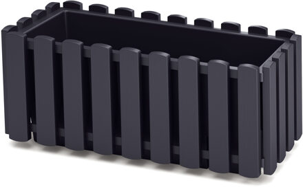 Prosperplast Plantenbak/bloembak Fence look - kunststof - antraciet - 38 x 18 x 16 cm