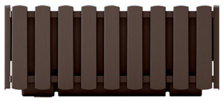Prosperplast Plantenbak/bloembak Fence look - kunststof - houtbruin - 38 x 18 x 16 cm