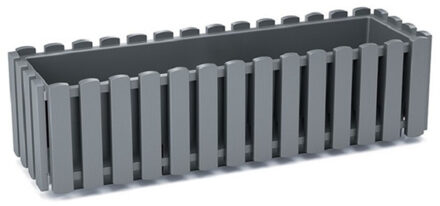 Prosperplast Plantenbak/bloembak Fence look - kunststof - steengrijs - 58 x 18 x 16 cm