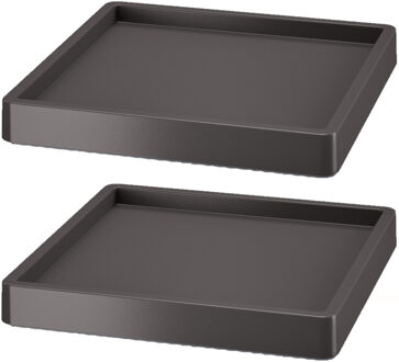 Prosperplast Plantenonderzetter - 2x - vierkant - antraciet - 30 x 30 x 6 cm - kunststof