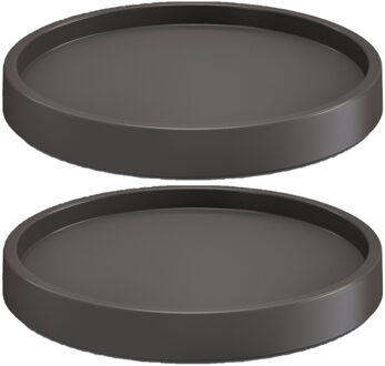 Prosperplast Plantenonderzetter - 3x stuks - rond - 27 cm - antraciet