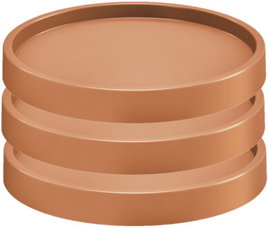Prosperplast Plantenonderzetter - 3x stuks - rond - 30 cm - bruin