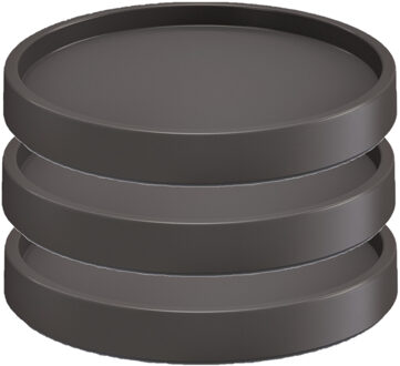 Prosperplast Plantenonderzetter - 3x stuks - rond - 45 cm - antraciet
