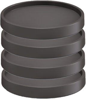 Prosperplast Plantenonderzetter - 4x stuks - rond - 35 cm - antraciet