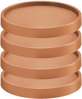 Prosperplast Plantenonderzetter - 4x stuks - rond - 45 cm - terracotta