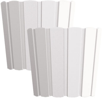 Prosperplast Plantenpot/bloempot - 2x- wood-look - wit - kunststof - D29 x H25 cm - geschikt binnen/buiten