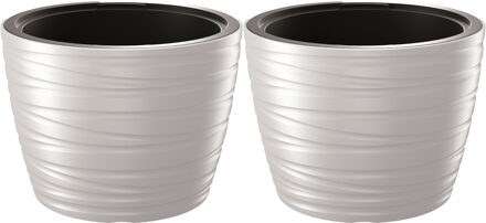 Prosperplast Plantenpot/bloempot Amazing - 2x - buiten/binnen - kunststof - wit - D47 x H35 cm