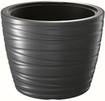 Prosperplast Plantenpot/bloempot Amazing - buiten/binnen - kunststof - antraciet - D47 x H35 cm - Plantenpotten Grijs