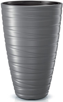 Prosperplast Plantenpot/bloempot Amazing - buiten/binnen - kunststof - steengrijs - D37 x H58 cm