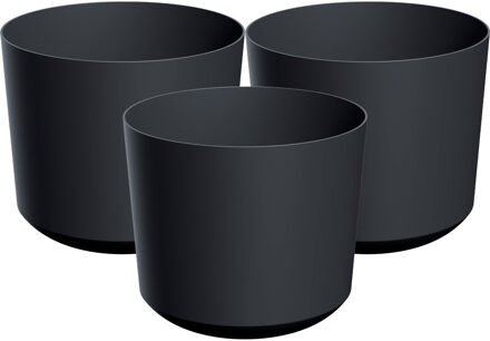 Prosperplast Plantenpot/bloempot Babylon - 3x - kunststof - buiten/binnen - antraciet grijs - D20 x H20 cm