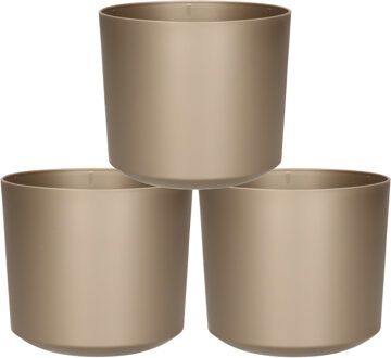 Prosperplast Plantenpot/bloempot Babylon - 3x - kunststof - buiten/binnen - titanium grijs - D12 x H12 cm