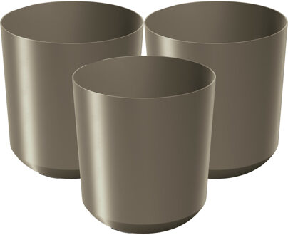 Prosperplast Plantenpot/bloempot Babylon - 3x - kunststof - buiten/binnen - titanium grijs - D20 x H20 cm