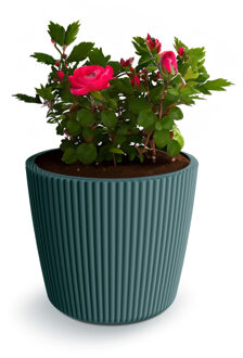 Prosperplast Plantenpot/bloempot Buckingham - buiten/binnen - kunststof - zeeblauw - D17 x H15 cm