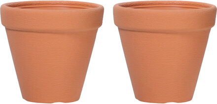 Prosperplast Plantenpot/bloempot Classic Garden - 2x - buiten/binnen - kunststof - terracotta - D25 x H26 cm - Plantenpo Bruin