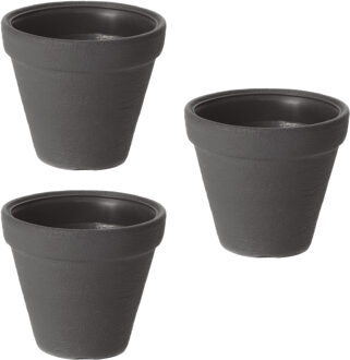 Prosperplast Plantenpot/bloempot Classic Garden - 3x - buiten/binnen - kunststof - antraciet - D25 x H26 cm