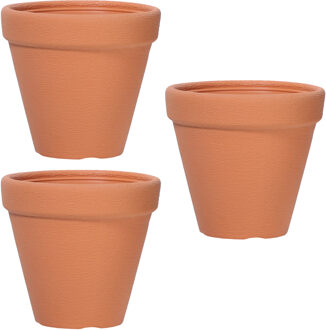 Prosperplast Plantenpot/bloempot Classic Garden - 3x - buiten/binnen - kunststof - terracotta - D25 x H26 cm