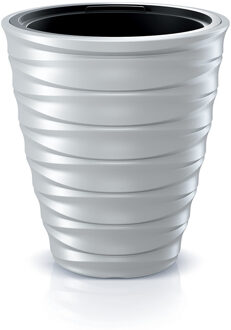 Prosperplast Plantenpot/bloempot Design Waves - buiten/binnen - kunststof - wit - D38 x H38 cm - binnenpot