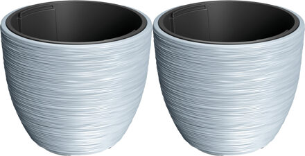 Prosperplast Plantenpot/bloempot Furu Stripes - 2x - buiten/binnen - kunststof - antraciet - D35 x H35 cm