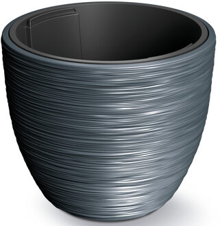 Prosperplast Plantenpot/bloempot Furu Stripes - buiten/binnen - kunststof - antraciet - D35 x H35 cm