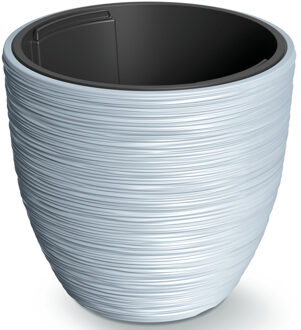 Prosperplast Plantenpot/bloempot Furu Stripes - buiten/binnen - kunststof - lichtgrijs - D30 x H30 cm