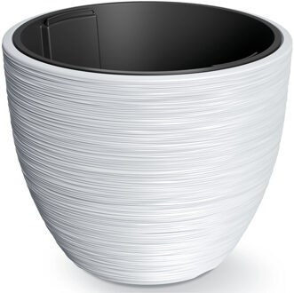 Prosperplast Plantenpot/bloempot Furu Stripes - buiten/binnen - kunststof - wit - D47 x H47 cm
