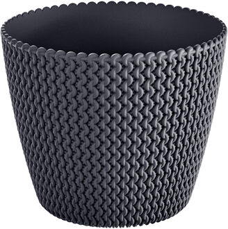 Prosperplast Plantenpot/bloempot - kunststof - antraciet grijs - D26 x H23 cm - binnen/buiten