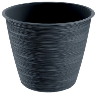 Prosperplast Plantenpot/bloempot Paintstripe - kunststof - antraciet grijs - 20 x 24 cm - binnen/buiten