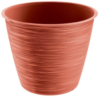 Prosperplast Plantenpot/bloempot Paintstripe - kunststof - rood - 17 x 20 cm - stijlvol - binnen/buiten