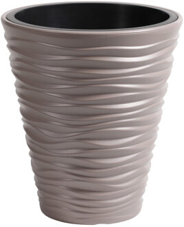 Prosperplast Plantenpot/bloempot Sand Dunes - buiten/binnen - kunststof - beige - D30 x H33 cm