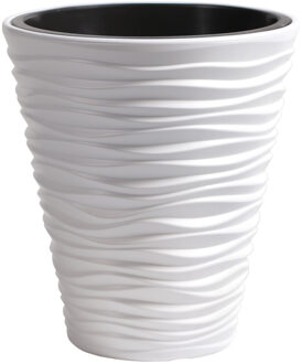 Prosperplast Plantenpot/bloempot Sand Dunes - buiten/binnen - kunststof - wit - D30 x H33 cm