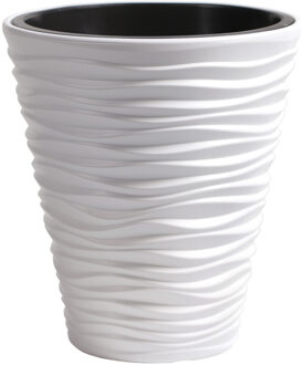 Prosperplast Plantenpot/bloempot Sand Dunes - buiten/binnen - kunststof - wit - D39 x H43 cm
