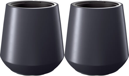 Prosperplast Plantenpot/bloempot Sevilla - 2x - buiten/binnen - kunststof - antraciet - D30 x H44 cm