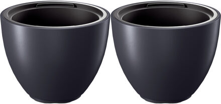 Prosperplast Plantenpot/bloempot Sevilla - 2x - buiten/binnen - kunststof - antraciet - D39 x H30 cm