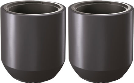 Prosperplast Plantenpot/bloempot Sevilla - 2x - buiten/binnen - kunststof - antraciet - D39 x H44 cm