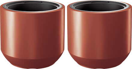 Prosperplast Plantenpot/bloempot Sevilla - 2x - buiten/binnen - kunststof - koper - D39 x H35 cm