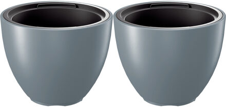 Prosperplast Plantenpot/bloempot Sevilla - 2x - buiten/binnen - kunststof - lichtgrijs - D30 x H23 cm
