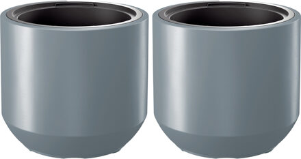 Prosperplast Plantenpot/bloempot Sevilla - 2x - buiten/binnen - kunststof - lichtgrijs - D30 x H29 cm