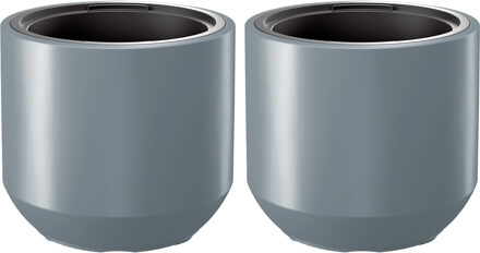 Prosperplast Plantenpot/bloempot Sevilla - 2x - buiten/binnen - kunststof - lichtgrijs - D39 x H35 cm