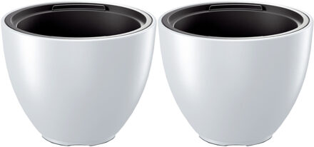 Prosperplast Plantenpot/bloempot Sevilla - 2x - buiten/binnen - kunststof - wit - D30 x H23 cm