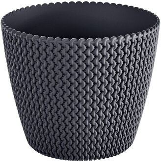 Prosperplast Plantenpot/bloempot Splofy - antraciet - kunststof - D13 x H11 cm - binnen/buiten