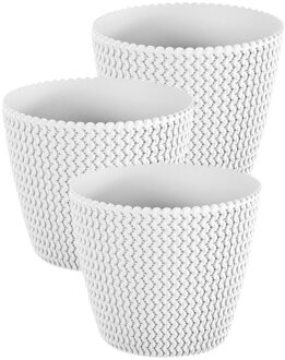 Prosperplast Plantenpot/bloempot Splofy - Pakket van 5x stuks - parel wit - kunststof - D16 x H13 cm - binnen/bui
