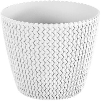 Prosperplast Plantenpot/bloempot Splofy - parel wit - kunststof - D16 x H13 cm - binnen/buiten