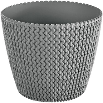 Prosperplast Plantenpot/bloempot Splofy - steengrijs - kunststof - D16 x H13 cm - binnen/buiten