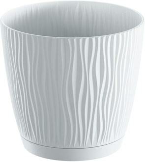 Prosperplast Plantenpot/bloempot Waves - kunststof - wit - D19 x H18 cm - binnen/buiten