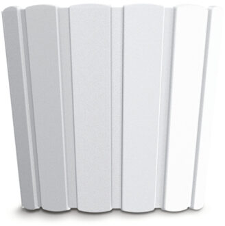 Prosperplast Plantenpot/bloempot - wood-look - wit - kunststof - D29 x H25 cm - geschikt binnen/buiten